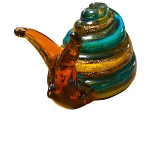 Amber, Blue, & Green Glass Snail